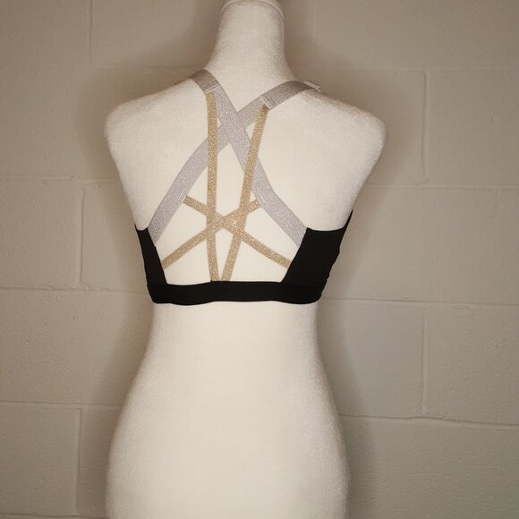 Black and Metallic Sports Bra - Picture 3 of 3